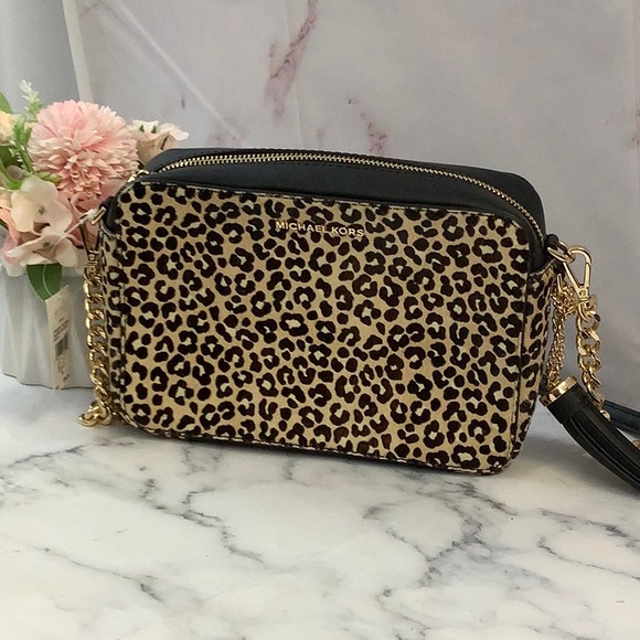 NWT- Michael Kors Leopard Print Calf Hair Crossbody